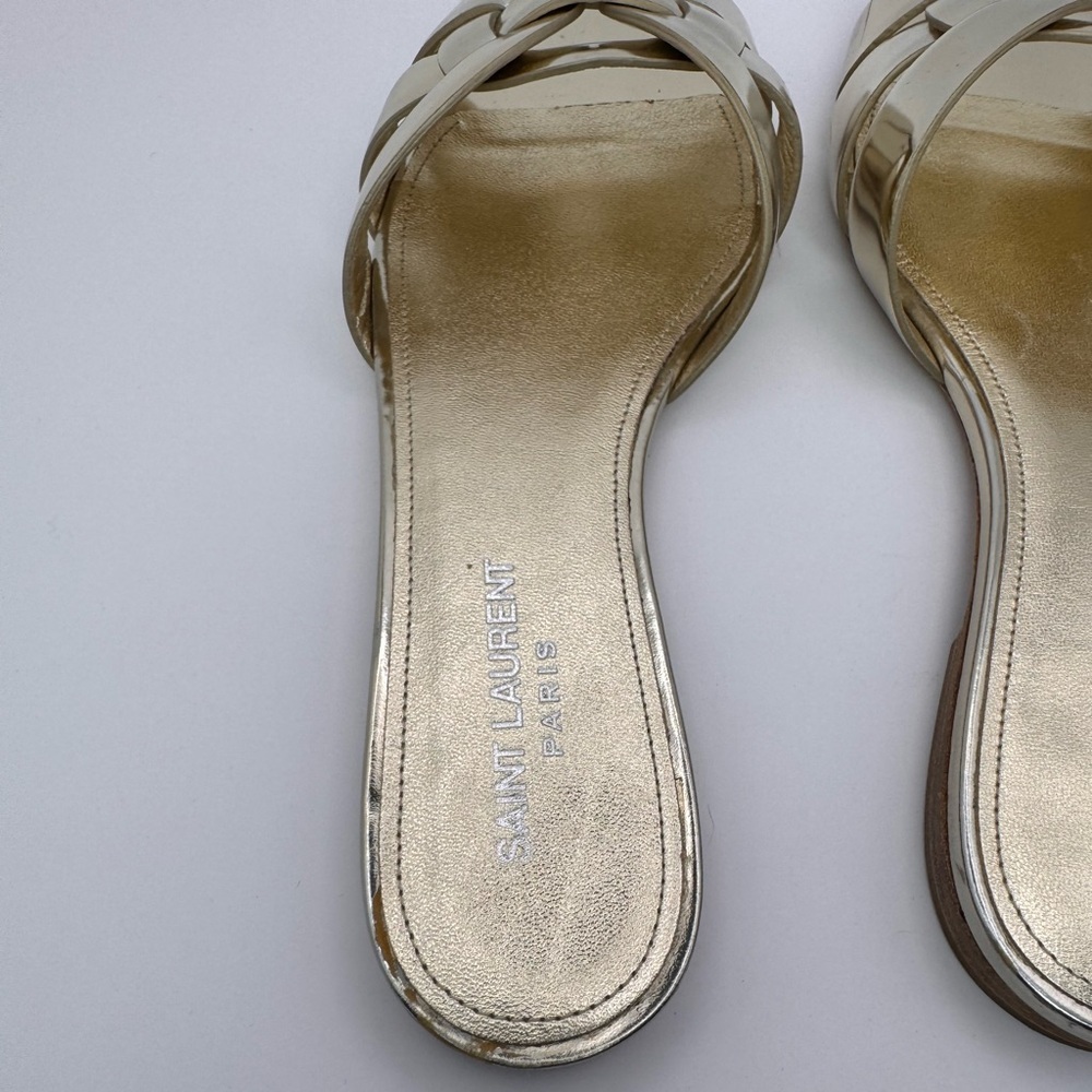 Saint Laurent Metallic Gold Nu Pieds 05 Slide Sandals Size 39 - Picture 8 of 12